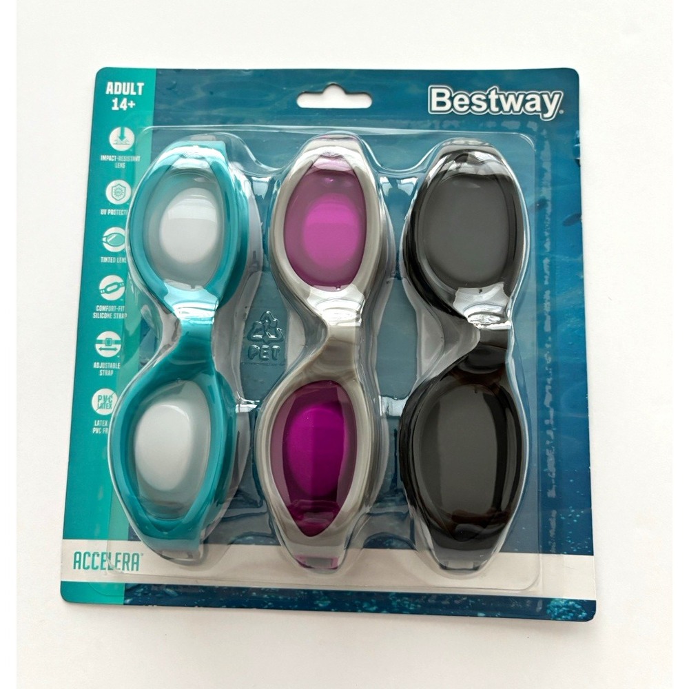 Bestway Accelera Adult 14+ Swimming Goggles 3-Pack
